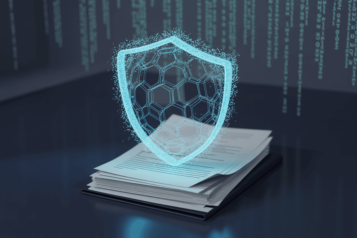 Privacy shield illustration representing local-first storage and AES-256 encryption for ChatGPT data