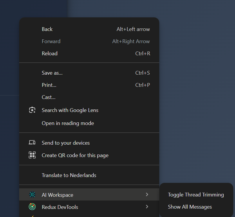 Context Menu Integration for Thread Trimming