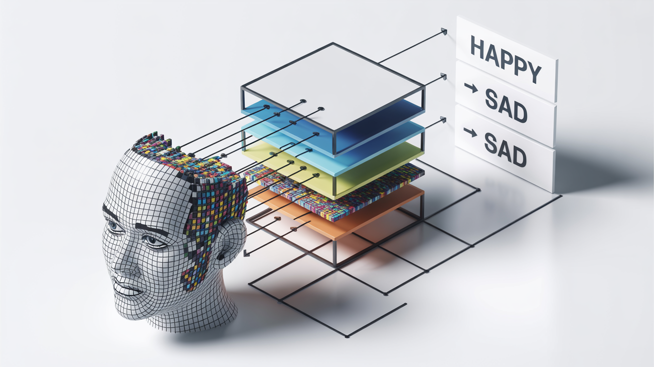 Diagram of CNN processing facial features