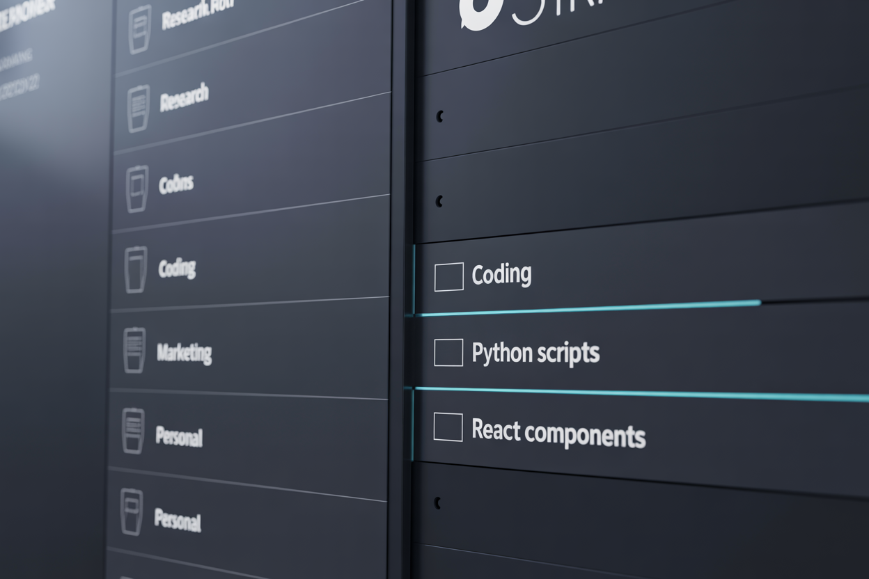 Example of organized folder structure for AI chats