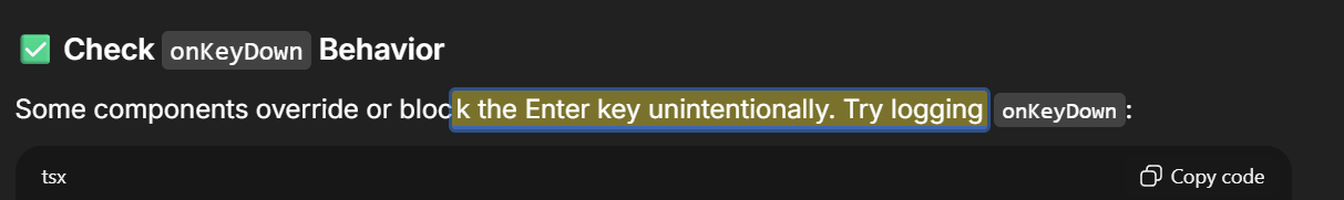 Comparison showing inactive vs active highlight styling