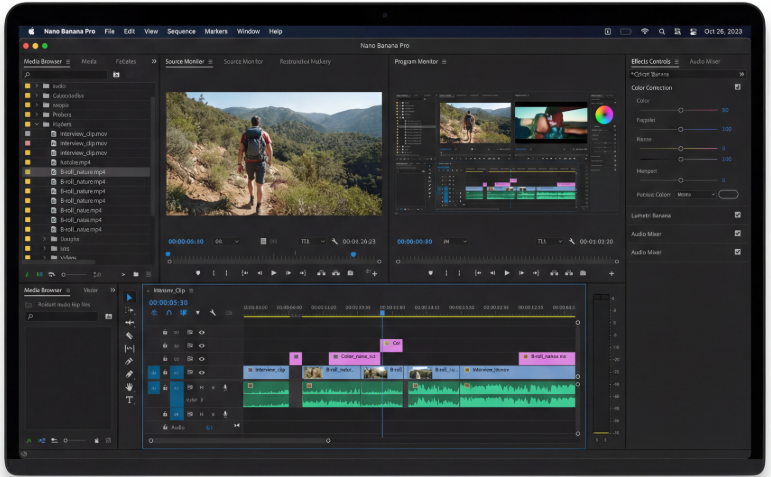 Screenshot of Nano Banana Pro interface showing professional editing controls