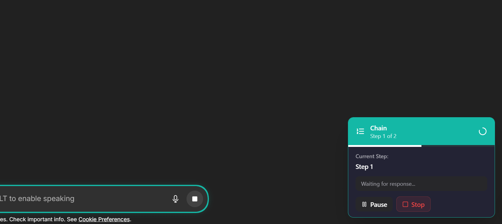 Prompt Chain execution progress
