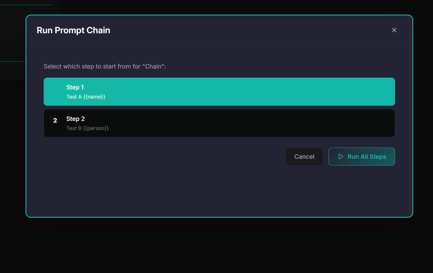 Selecting which step to start from