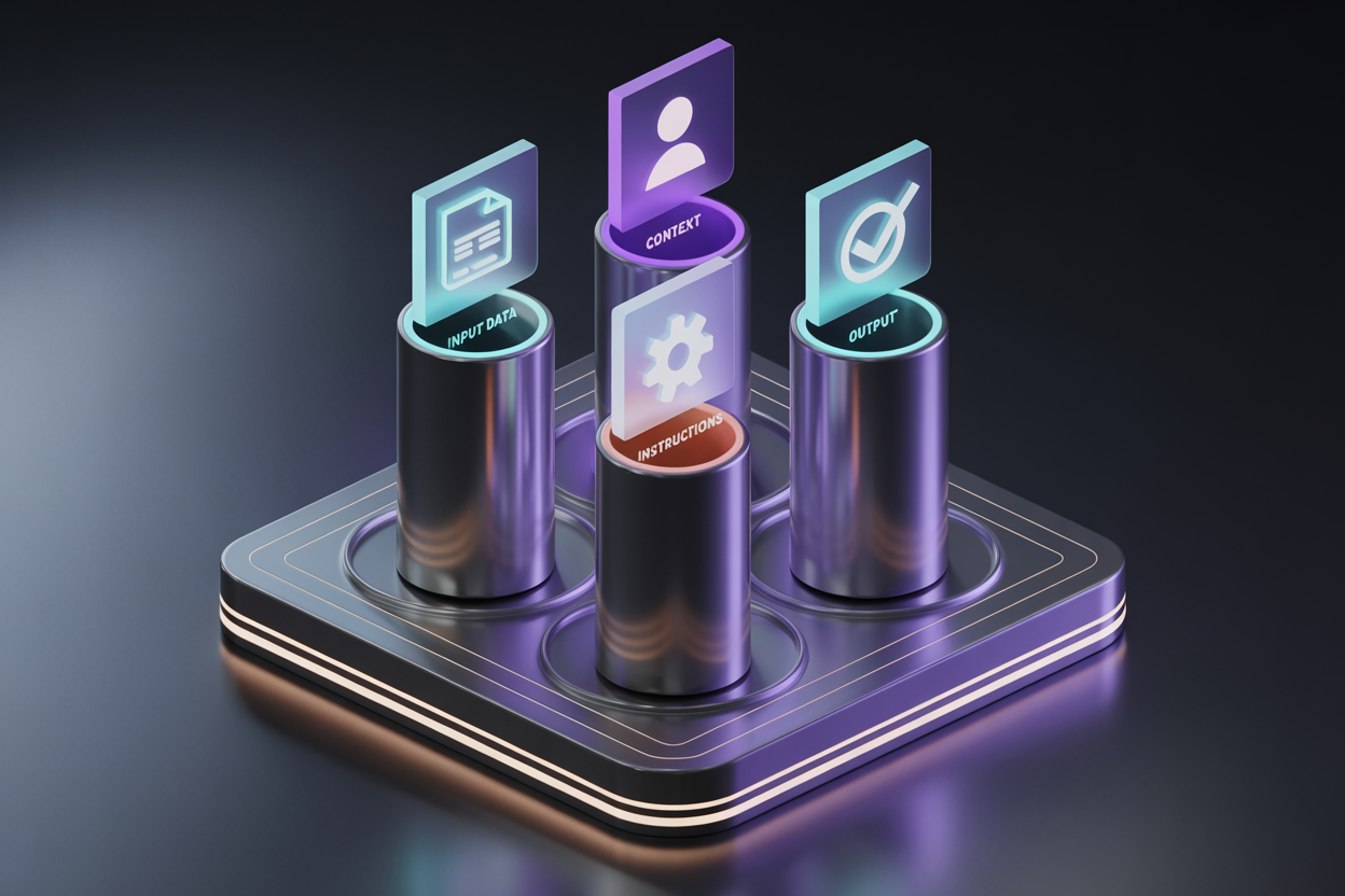 Diagram showing the 4 pillars of prompt engineering