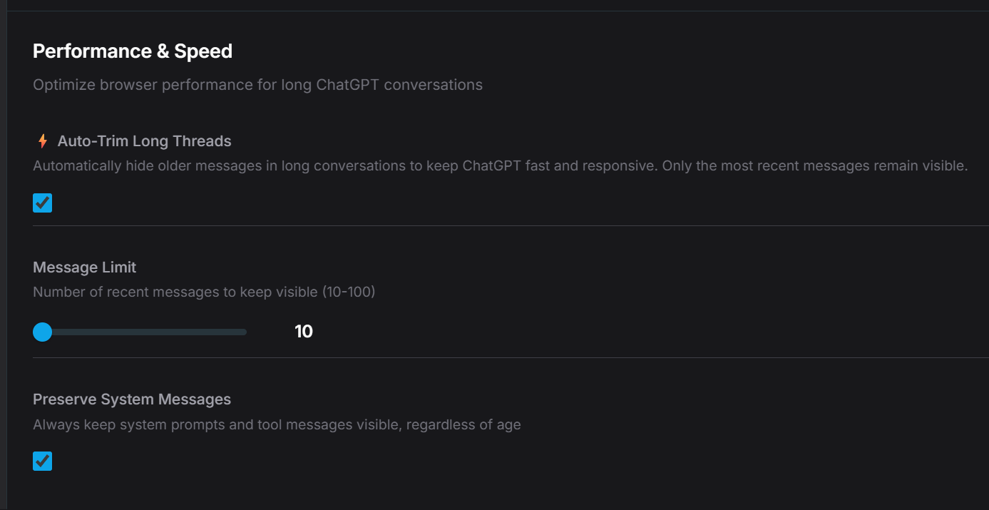 Smart Thread Hiding Settings