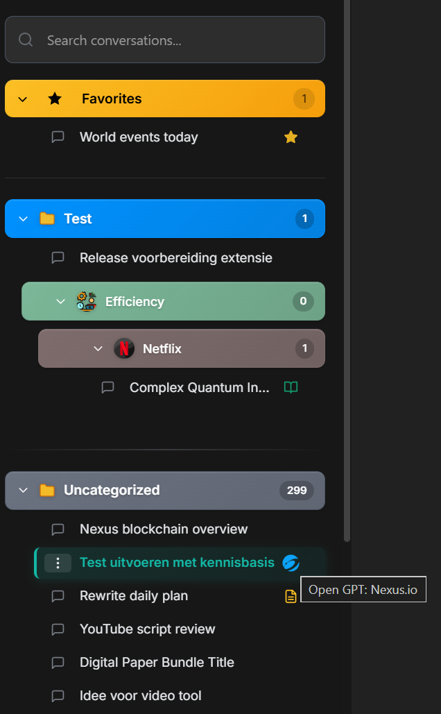 Vault sidebar showing GPT avatars with hover effects